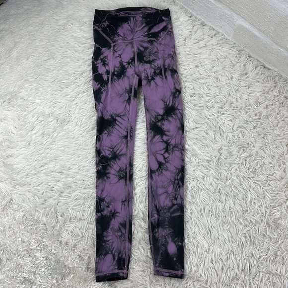 Lululemon Power Thru High-Rise Tight 25" Over Tie Dye Wisteria Purple Graphite - Picture 2 of 6